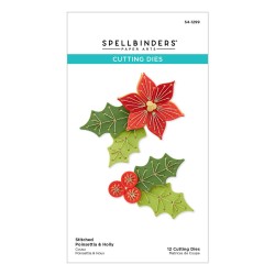 Troquel Stiched Poinsettia & Holly  - Spellbinders